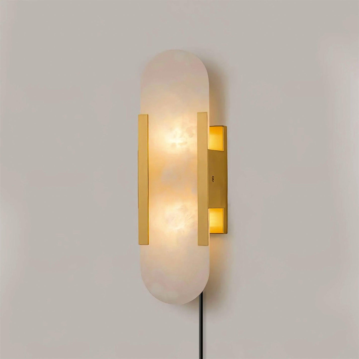 Oblong Alabaster Plug-in Wall Sconce with Adjustable Brightness & Mode