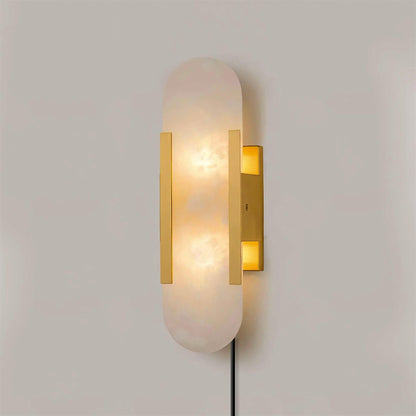 Oblong Alabaster Plug-in Wall Sconce with Adjustable Brightness & Mode