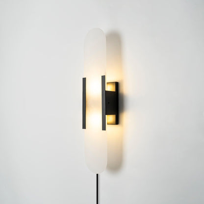 Oblong Alabaster Plug-in Wall Sconce with Adjustable Brightness & Mode