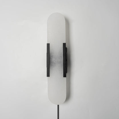 Oblong Alabaster Plug-in Wall Sconce with Adjustable Brightness & Mode