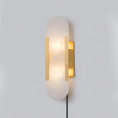 Oblong Alabaster Plug-in Wall Sconce with Adjustable Brightness & Mode