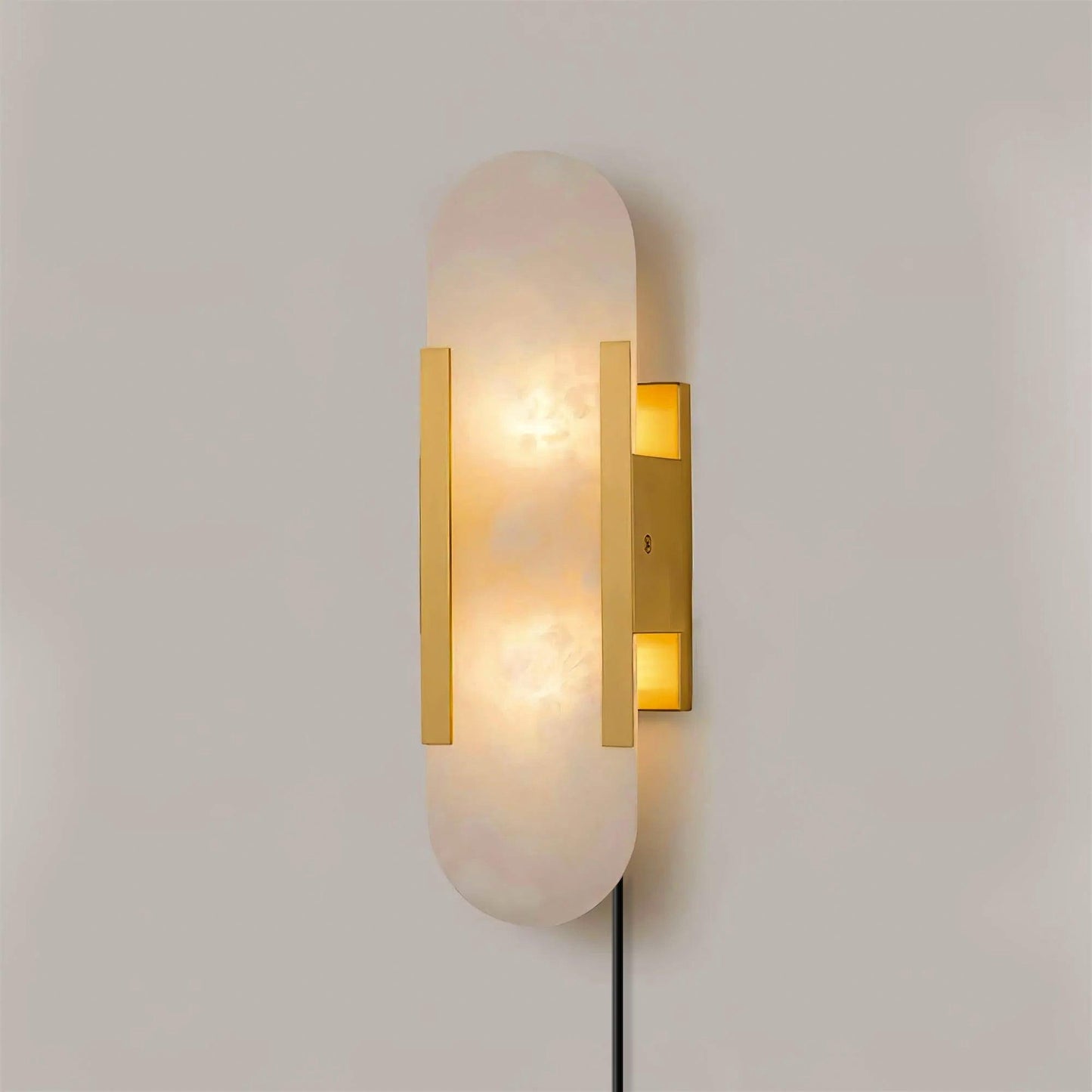 Oblong Alabaster Plug-in Wall Sconce with Adjustable Brightness & Mode