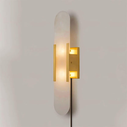Oblong Alabaster Plug-in Wall Sconce with Adjustable Brightness & Mode