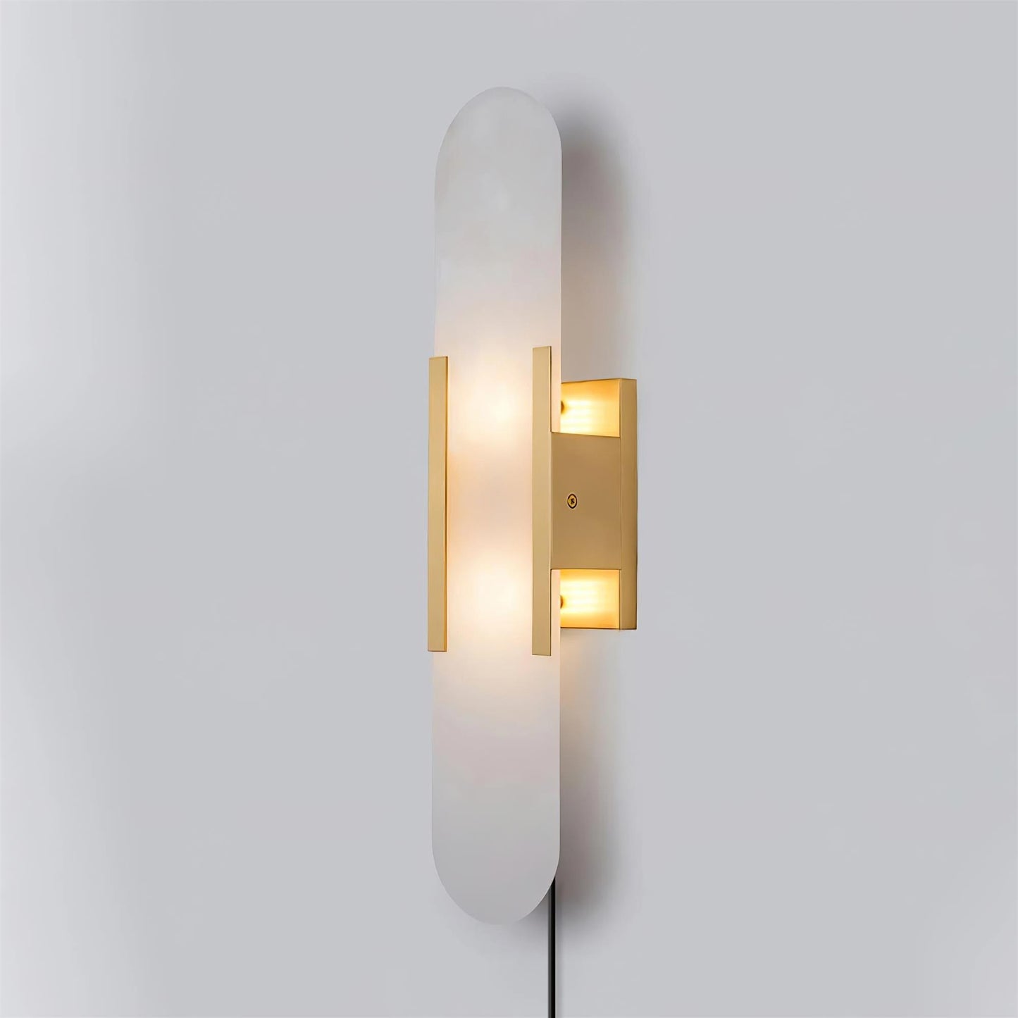 Oblong Alabaster Plug-in Wall Sconce with Adjustable Brightness & Mode