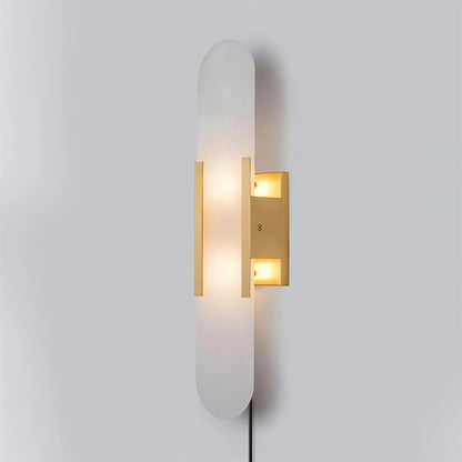 Oblong Alabaster Plug-in Wall Sconce with Adjustable Brightness & Mode