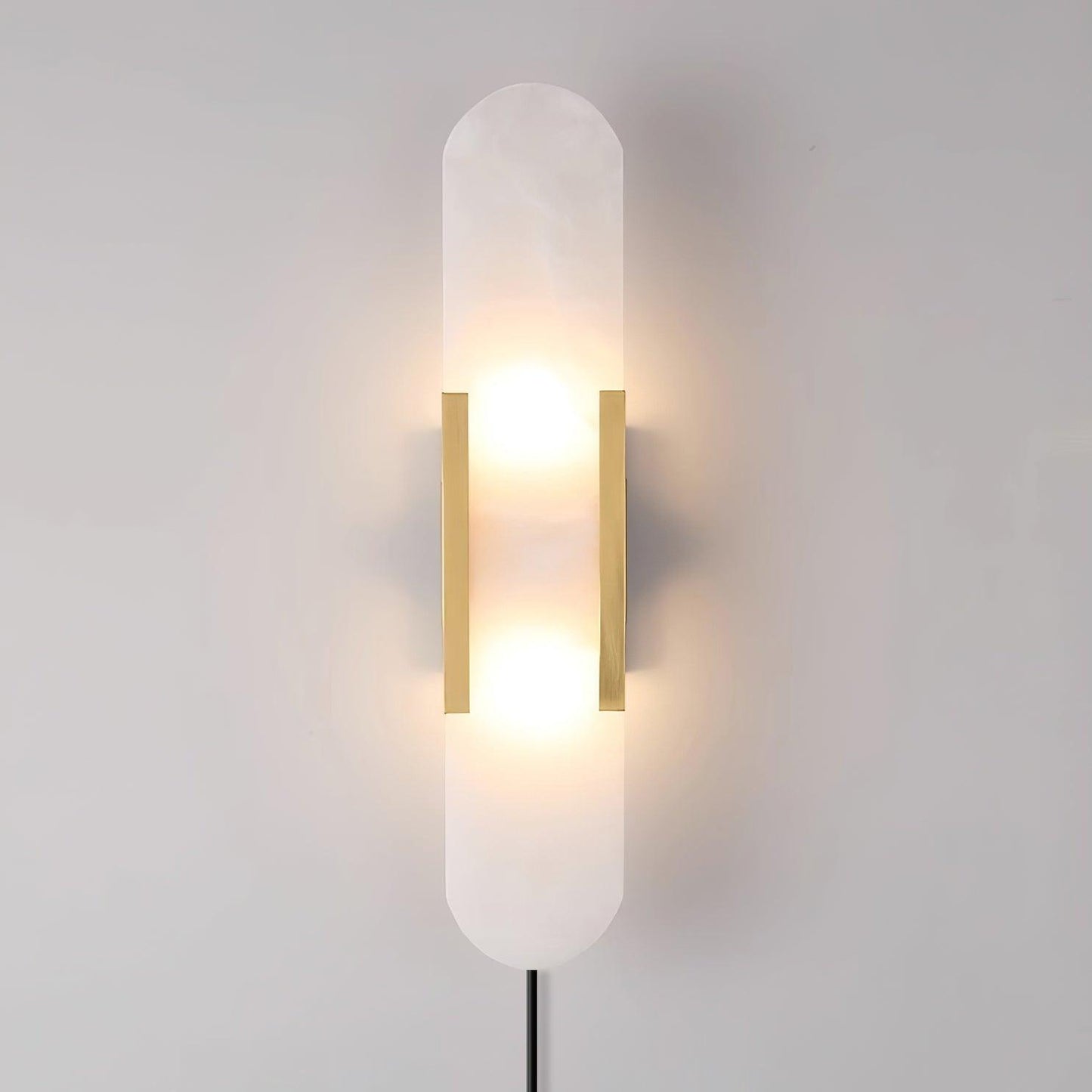 Oblong Alabaster Plug-in Wall Sconce with Adjustable Brightness & Mode