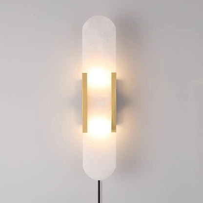 Oblong Alabaster Plug-in Wall Sconce with Adjustable Brightness & Mode