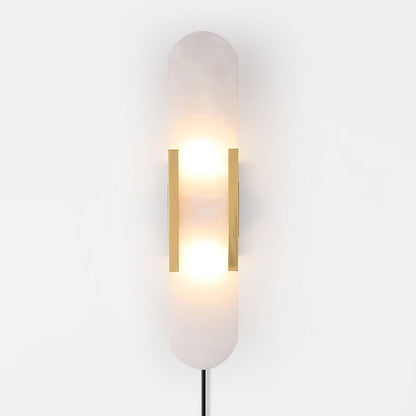 Oblong Alabaster Plug-in Wall Sconce with Adjustable Brightness & Mode