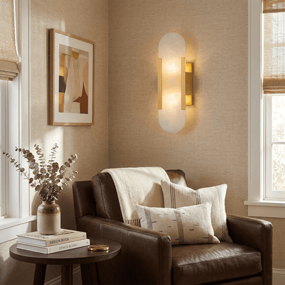 Oblong Alabaster Wall Sconce - Elegant Design, Soft Ambient Lighting