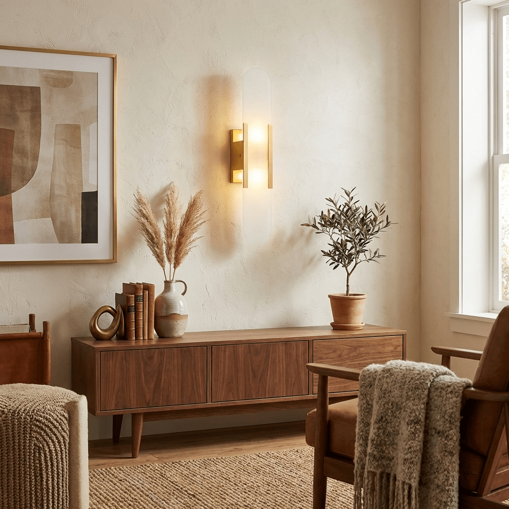 Oblong Alabaster Wall Sconce - Elegant Design, Soft Ambient Lighting