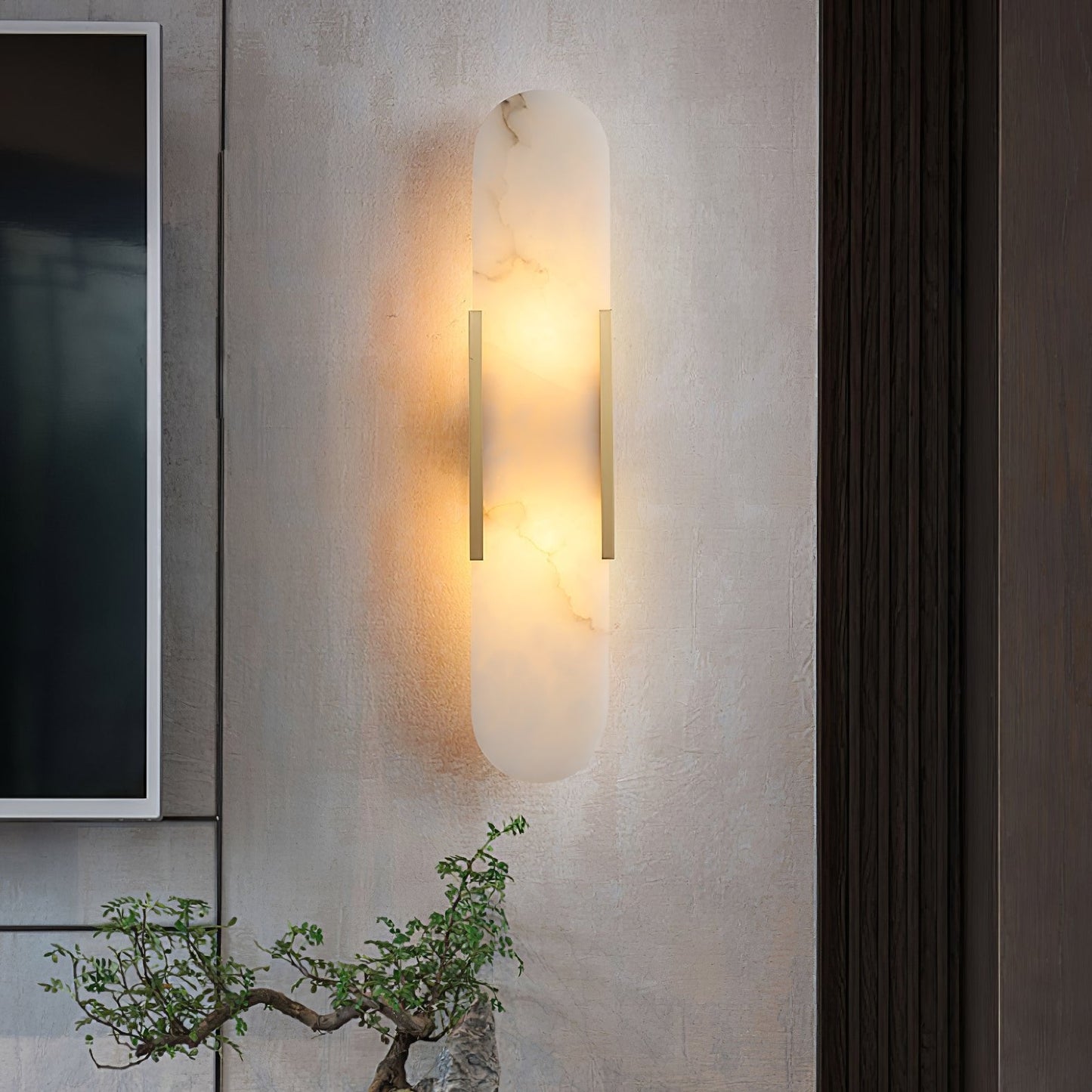 Oblong Alabaster Wall Sconce - Elegant Design, Soft Ambient Lighting