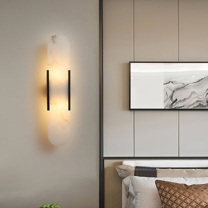 Oblong Alabaster Plug-in Wall Sconce with Adjustable Brightness & Mode