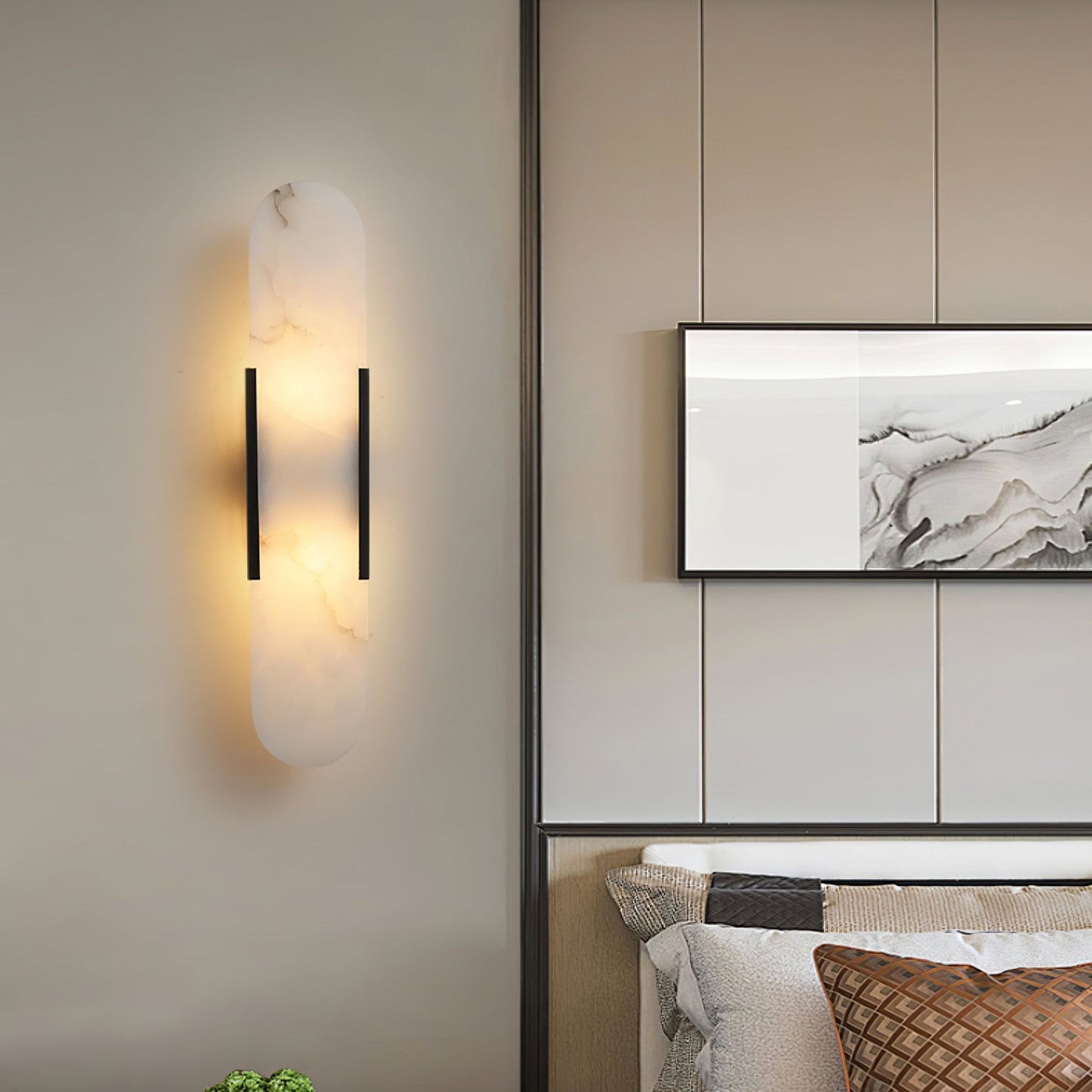 Oblong Alabaster Wall Sconce - Elegant Design, Soft Ambient Lighting