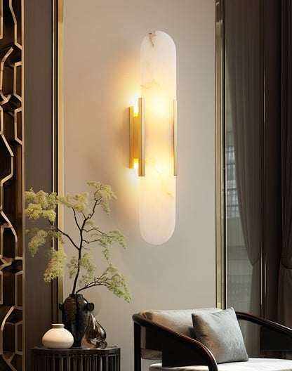 Oblong Alabaster Wall Sconce - Elegant Design, Soft Ambient Lighting
