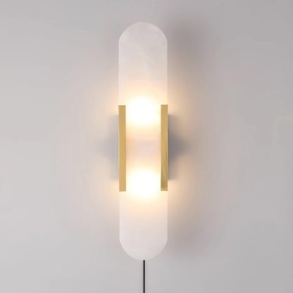 Oblong Alabaster Plug-in Wall Sconce with Adjustable Brightness & Mode