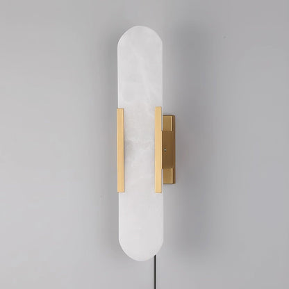 Oblong Alabaster Plug-in Wall Sconce with Adjustable Brightness & Mode