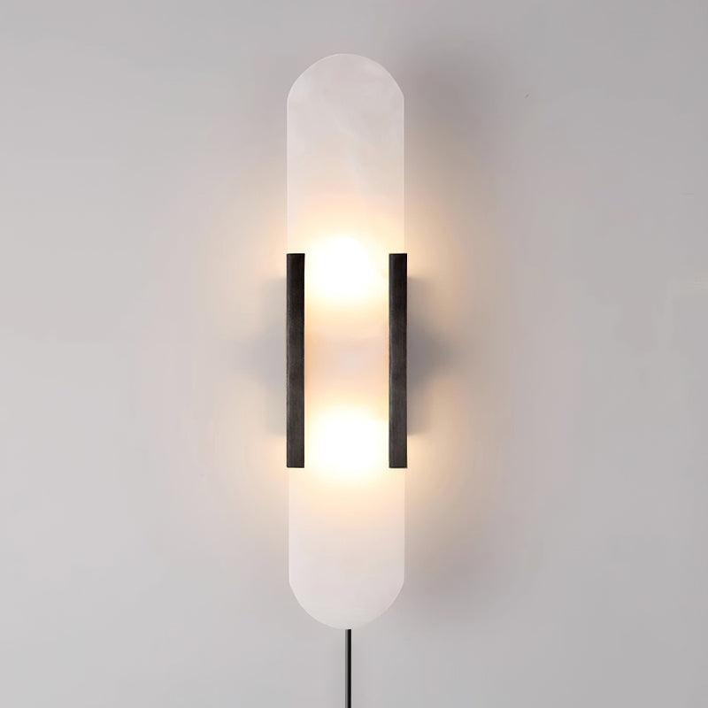 Oblong Alabaster Plug-in Wall Sconce with Adjustable Brightness & Mode