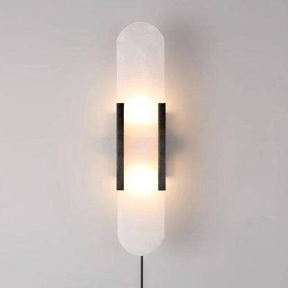 Oblong Alabaster Plug-in Wall Sconce with Adjustable Brightness & Mode