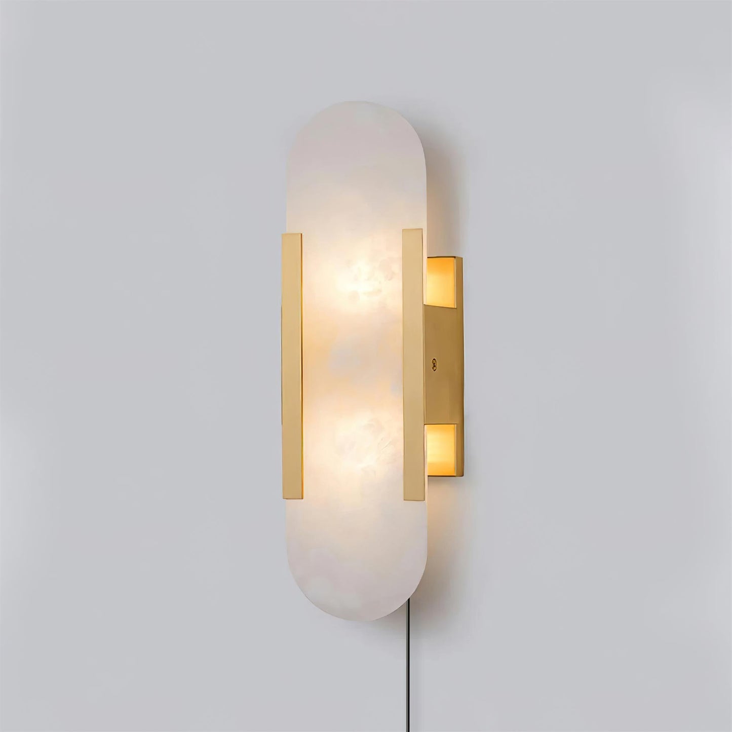 Oblong Alabaster Plug-in Wall Sconce with Adjustable Brightness & Mode