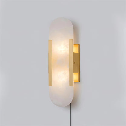 Oblong Alabaster Plug-in Wall Sconce with Adjustable Brightness & Mode