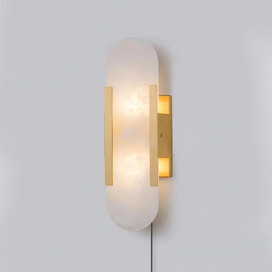 Oblong Alabaster Plug-in Wall Sconce with Adjustable Brightness & Mode