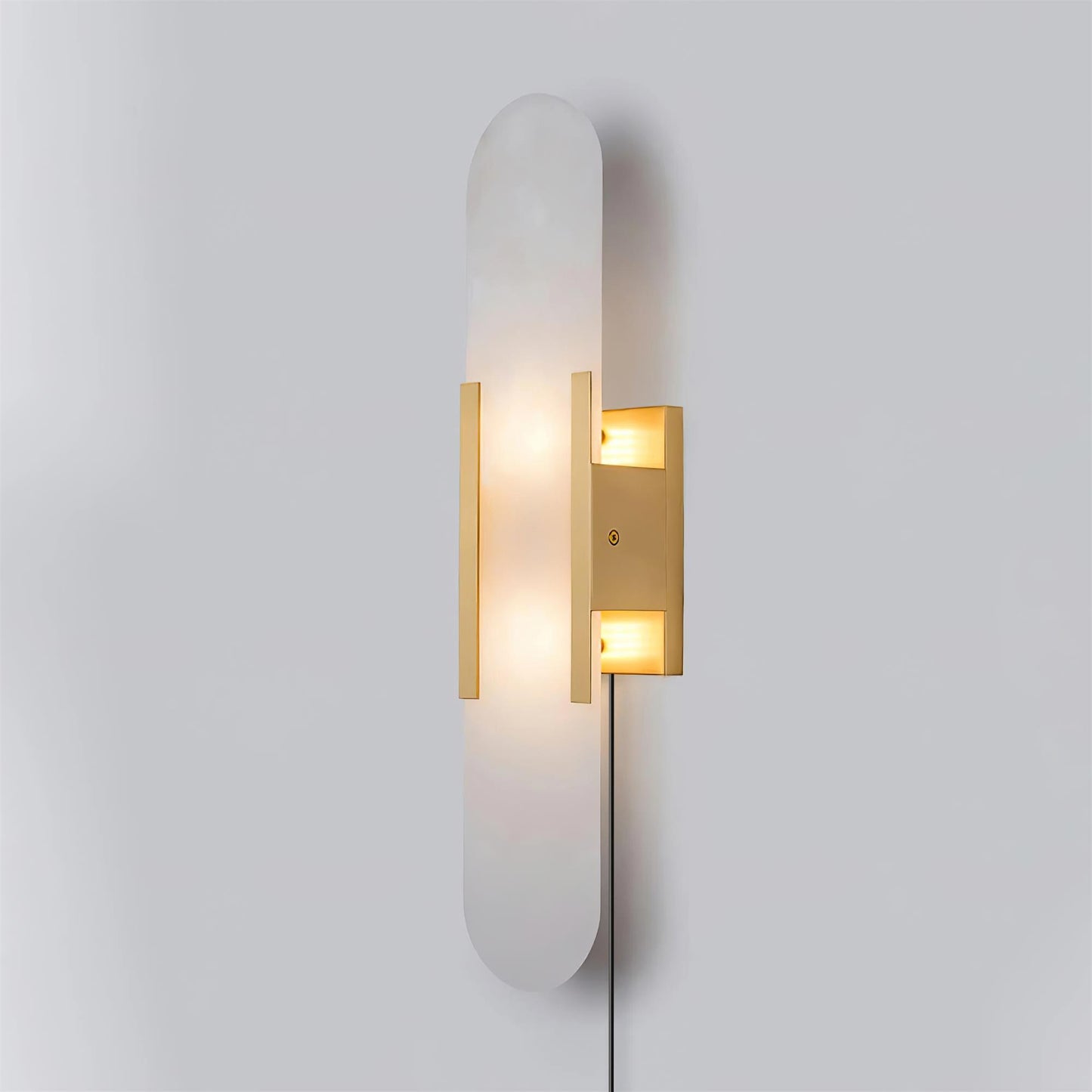 Oblong Alabaster Plug-in Wall Sconce with Adjustable Brightness & Mode
