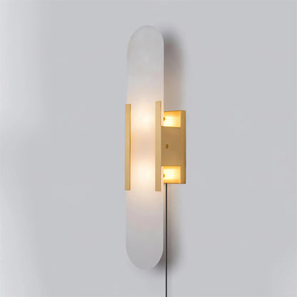 Oblong Alabaster Plug-in Wall Sconce with Adjustable Brightness & Mode