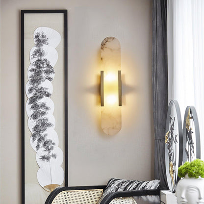 Oblong Alabaster Wall Sconce - Elegant Design, Soft Ambient Lighting