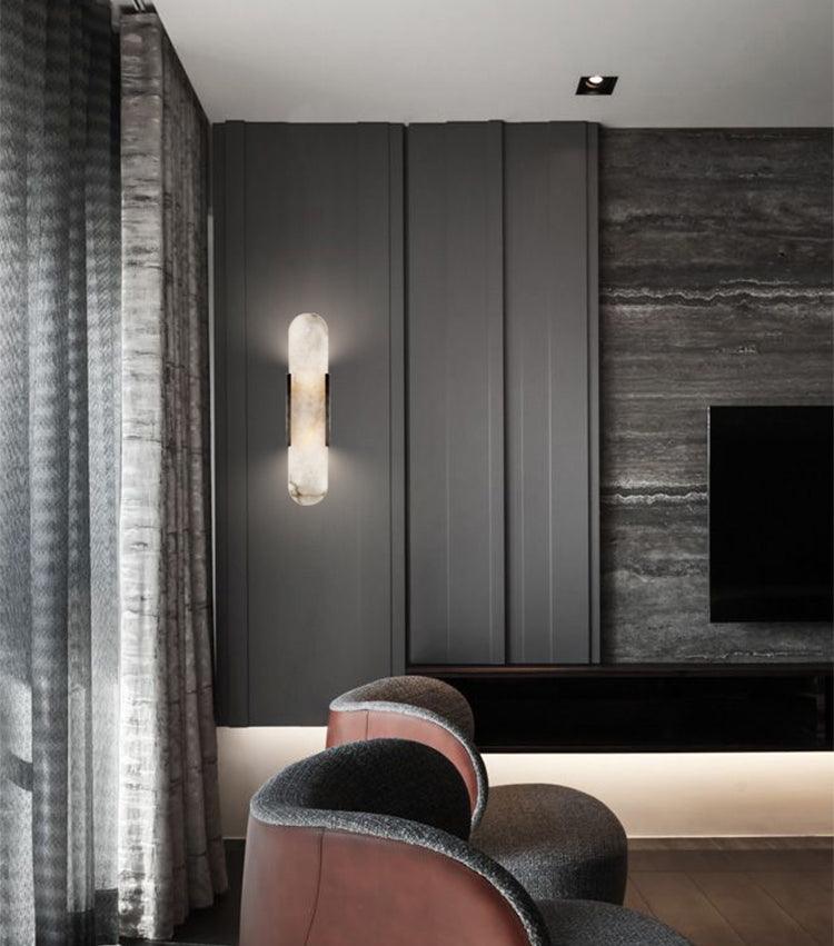 Oblong Alabaster Wall Sconce - Elegant Design, Soft Ambient Lighting