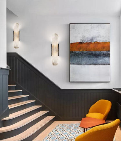 Oblong Alabaster Wall Sconce - Elegant Design, Soft Ambient Lighting