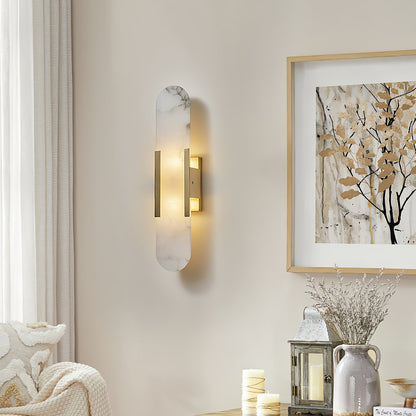 Oblong Alabaster Wall Sconce - Elegant Design, Soft Ambient Lighting