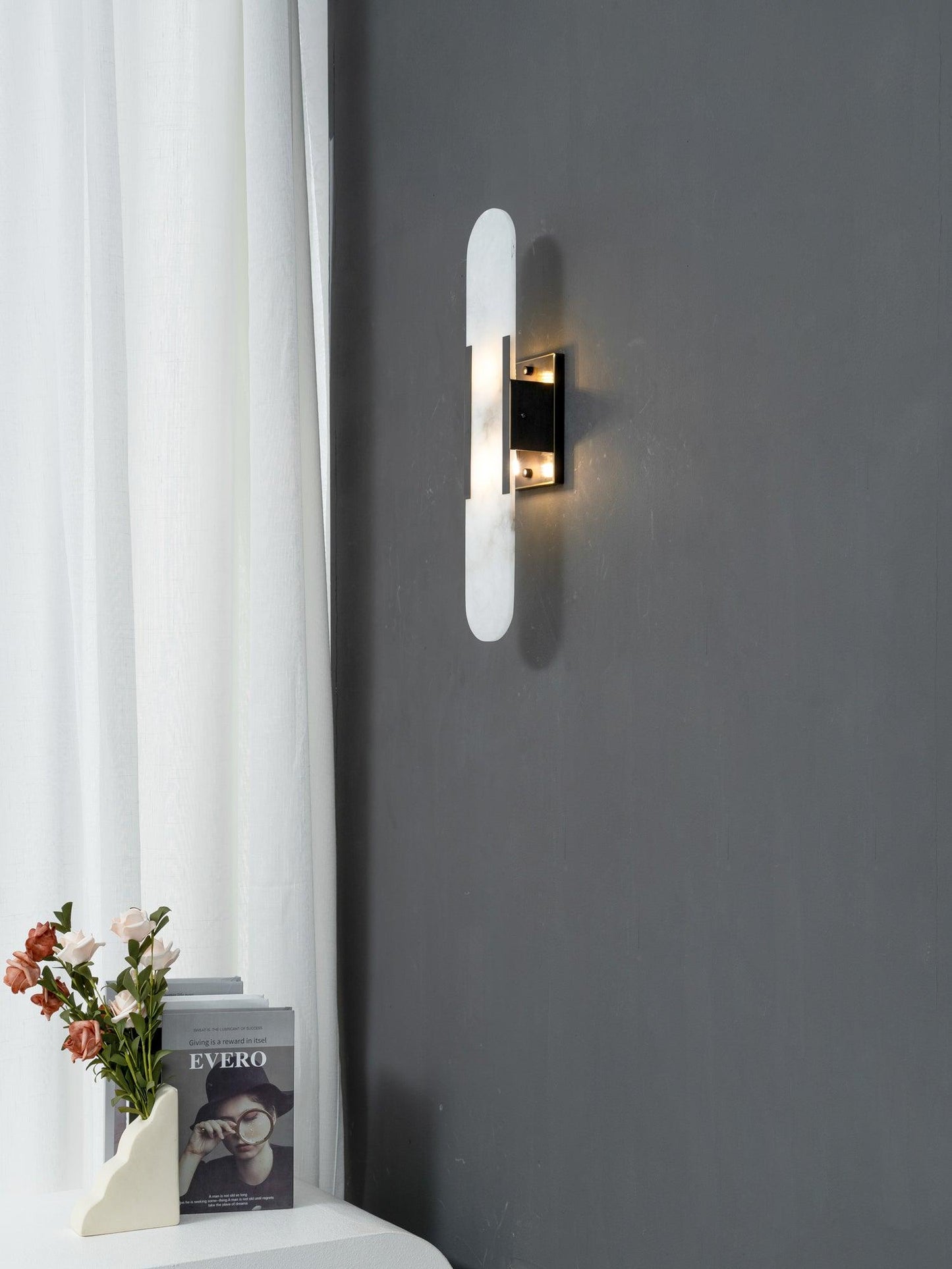 Oblong Alabaster Wall Sconce - Elegant Design, Soft Ambient Lighting