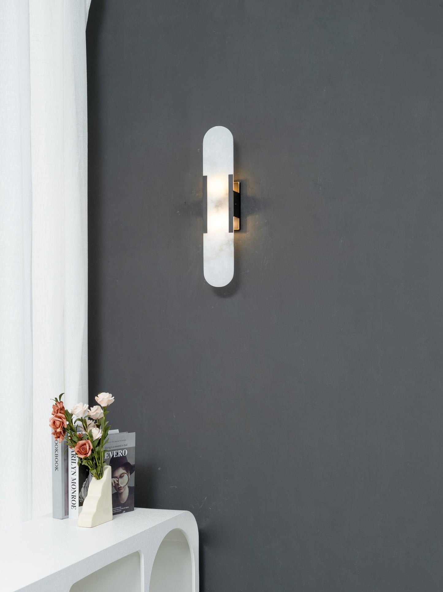 Oblong Alabaster Wall Sconce - Elegant Design, Soft Ambient Lighting