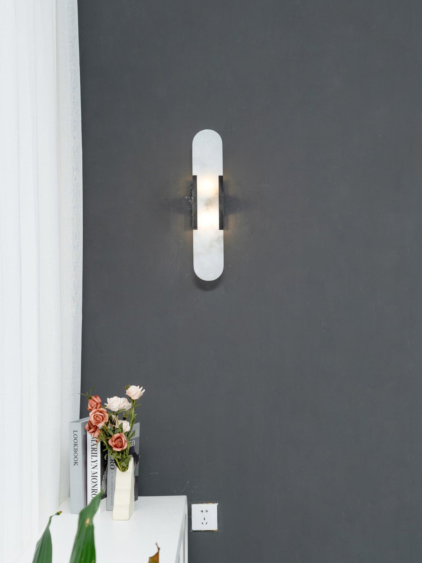 Oblong Alabaster Wall Sconce - Elegant Design, Soft Ambient Lighting