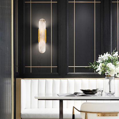 Oblong Alabaster Wall Sconce - Elegant Design, Soft Ambient Lighting