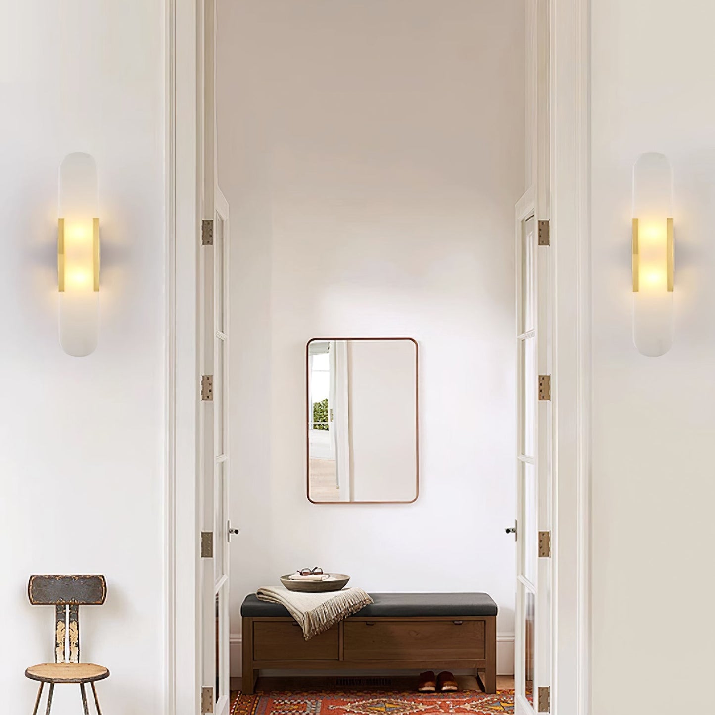 Oblong Alabaster Wall Sconce - Elegant Design, Soft Ambient Lighting