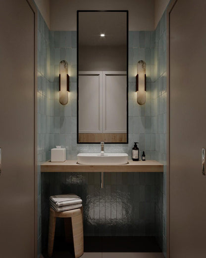 Oblong Alabaster Wall Sconce - Elegant Design, Soft Ambient Lighting