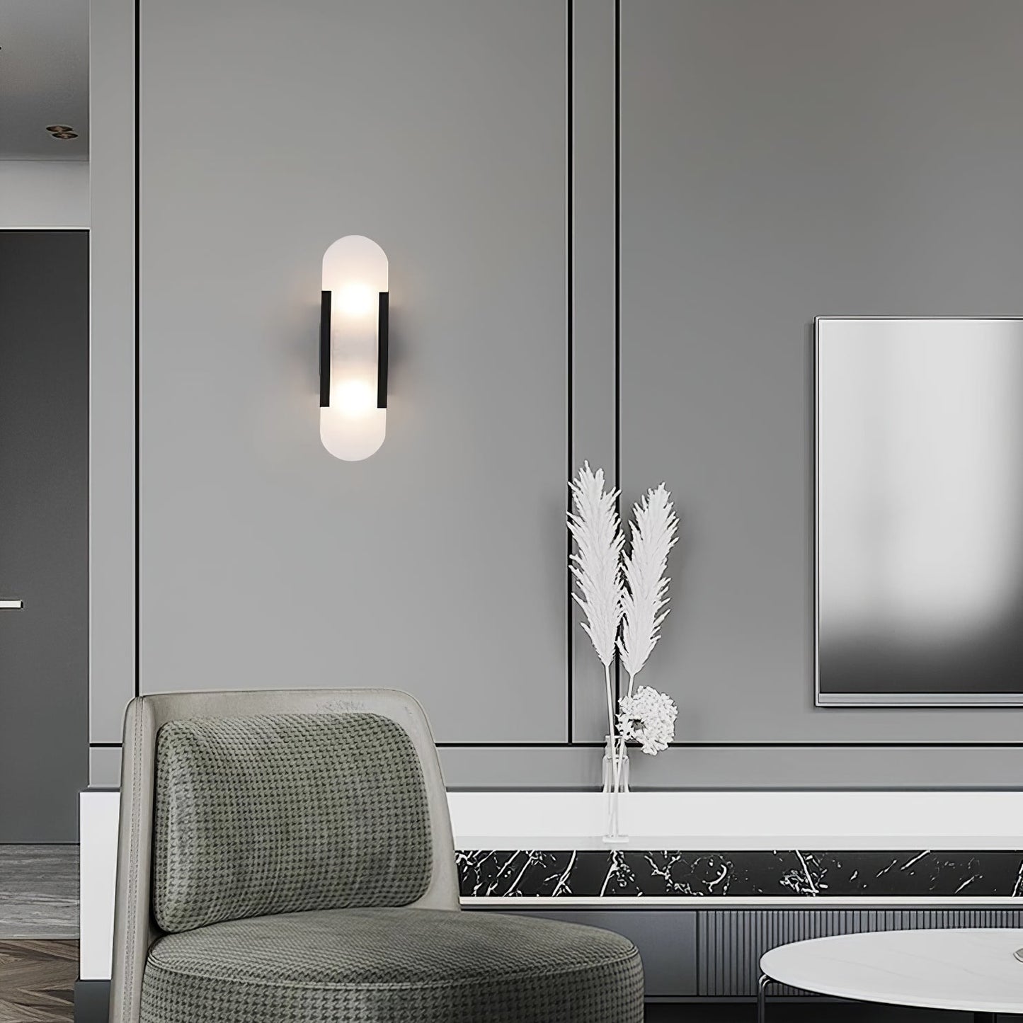 Oblong Alabaster Wall Sconce - Elegant Design, Soft Ambient Lighting