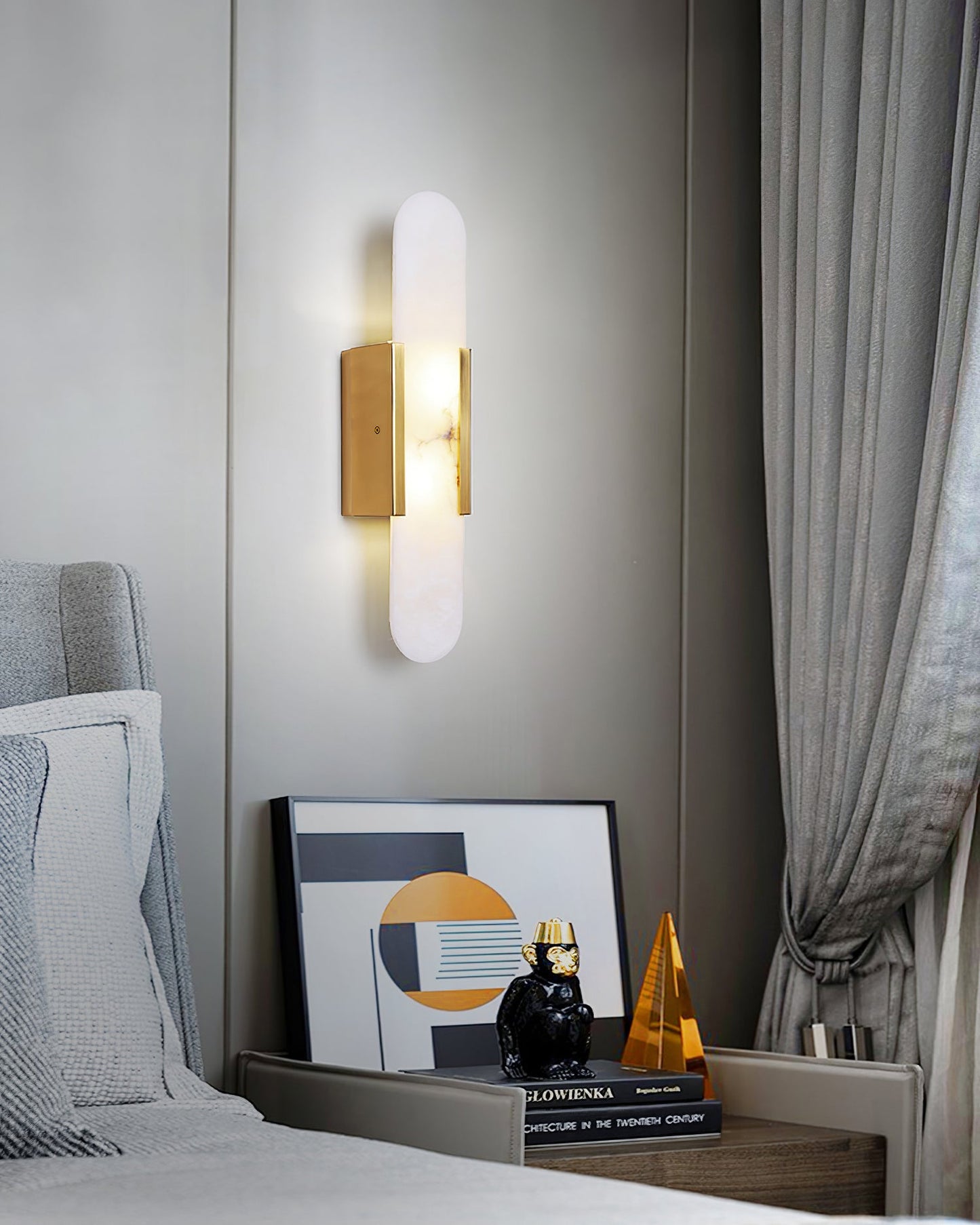 Oblong Alabaster Wall Sconce - Elegant Design, Soft Ambient Lighting