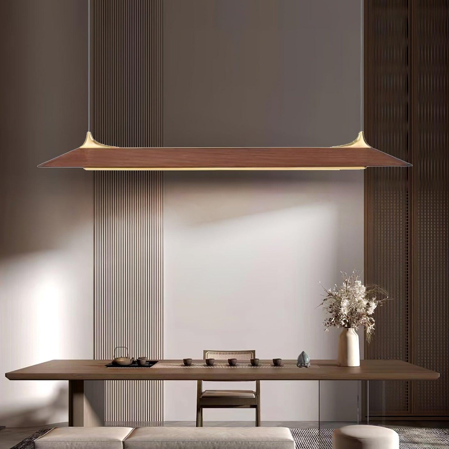 Mernoe Wooden Chandelier - Elegant Design with Adjustable Height & LED