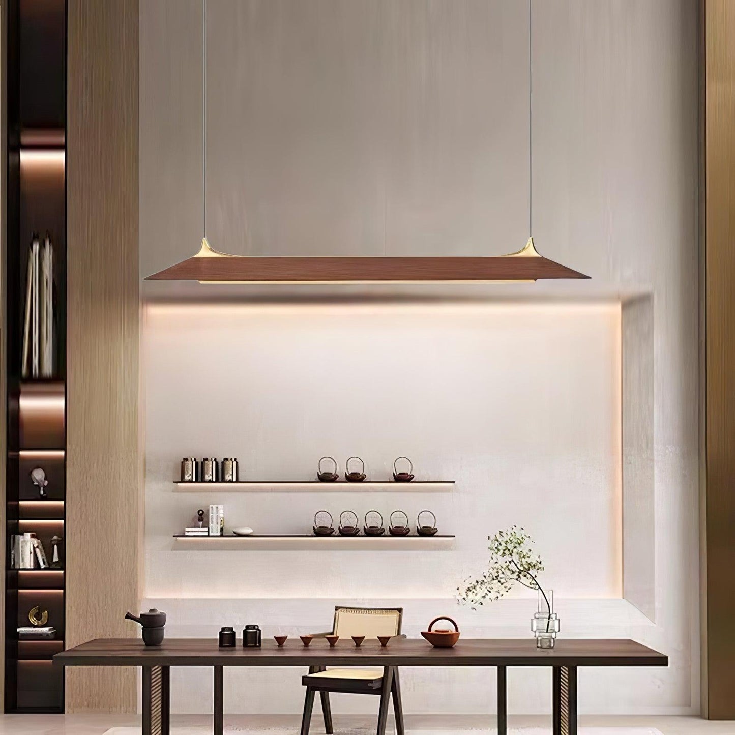 Mernoe Wooden Chandelier - Elegant Design with Adjustable Height & LED