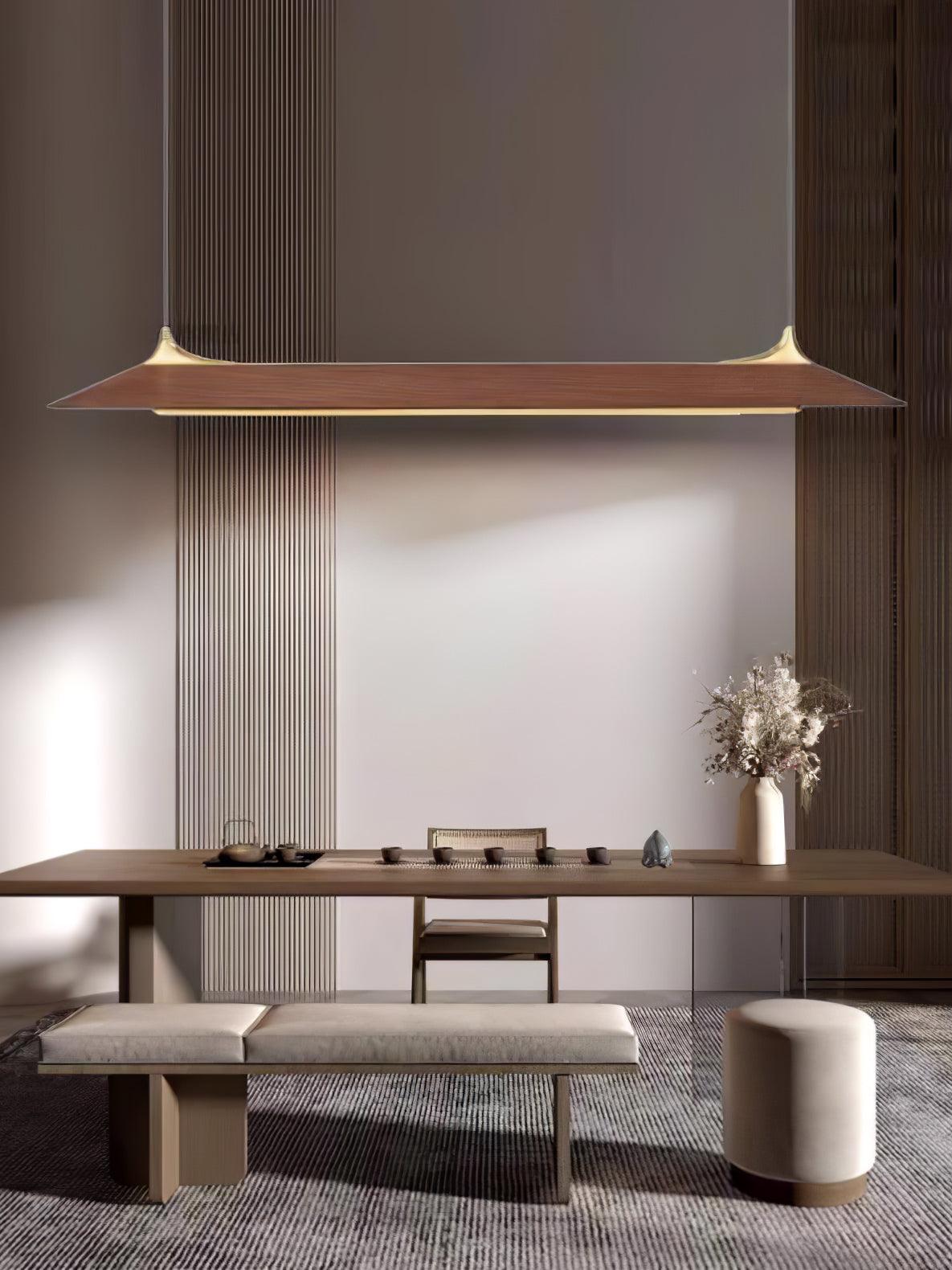 Mernoe Wooden Chandelier - Elegant Design with Adjustable Height & LED