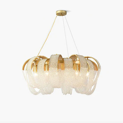 Elegant Mesh Crystal Chandelier with Adjustable Height & Energy-Effici