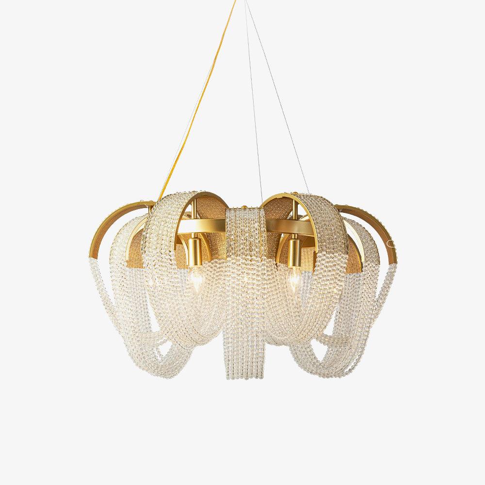 Elegant Mesh Crystal Chandelier with Adjustable Height & Energy-Effici