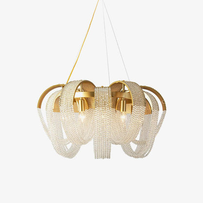 Elegant Mesh Crystal Chandelier with Adjustable Height & Energy-Effici