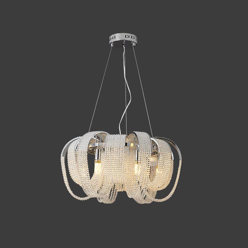 Elegant Mesh Crystal Chandelier with Adjustable Height & Energy-Effici