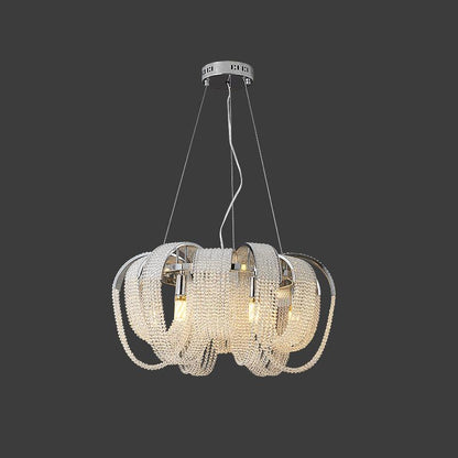 Elegant Mesh Crystal Chandelier with Adjustable Height & Energy-Effici