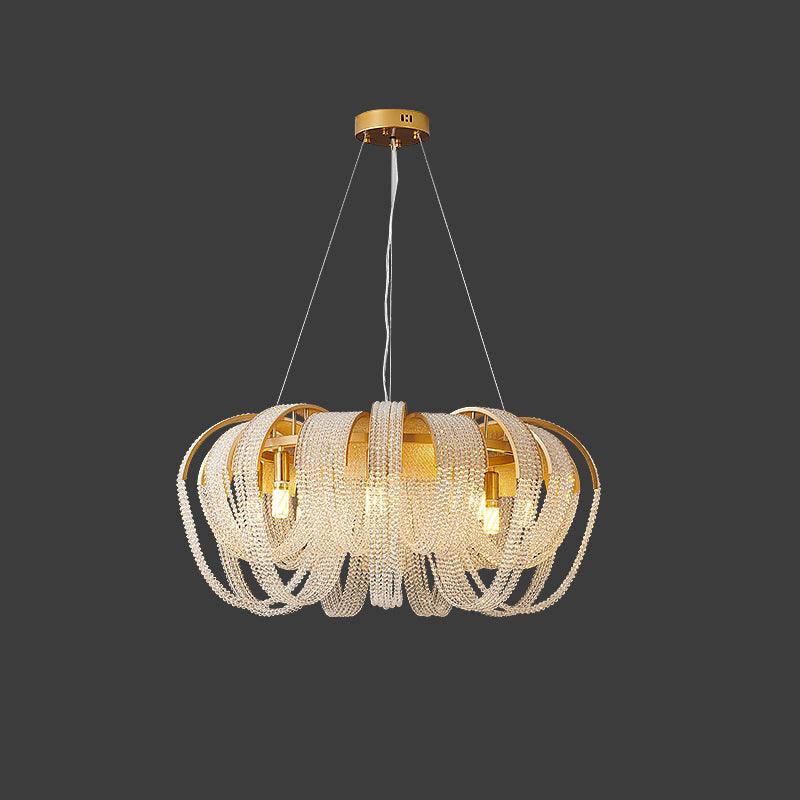Elegant Mesh Crystal Chandelier with Adjustable Height & Energy-Effici