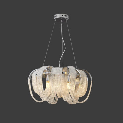 Elegant Mesh Crystal Chandelier with Adjustable Height & Energy-Effici