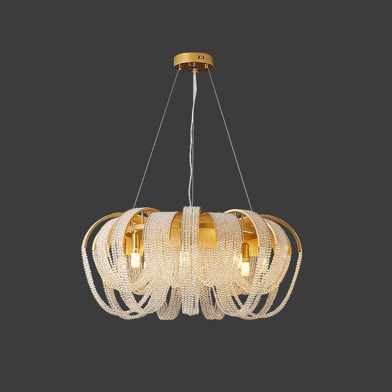 Elegant Mesh Crystal Chandelier with Adjustable Height & Energy-Effici